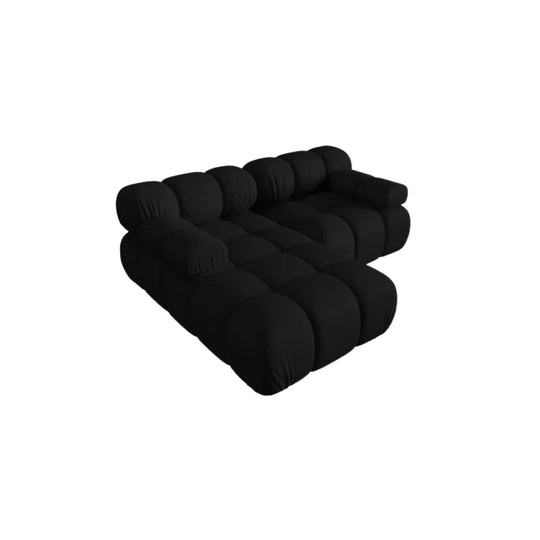 Canapé d'angle gauche MICADONI Bellis 3 places en tissu 3d noir