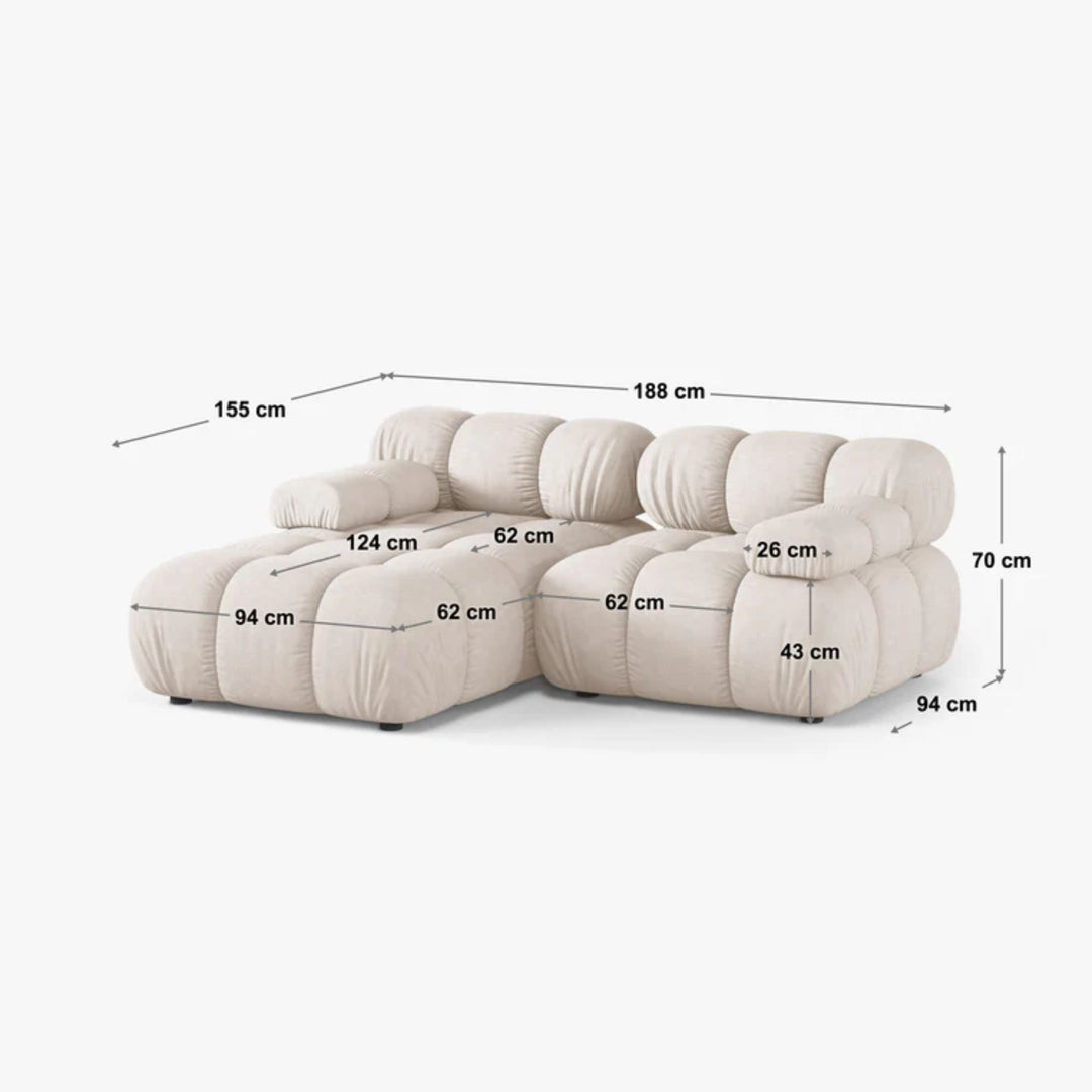 Canapé d'angle gauche MICADONI Bellis 3 places en tissu 3d noir
