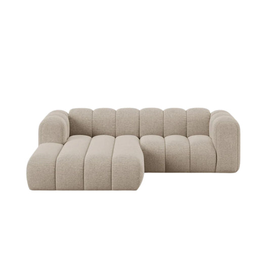 Canapé d'angle gauche MICADONI Lupine 3 places en tissu beige