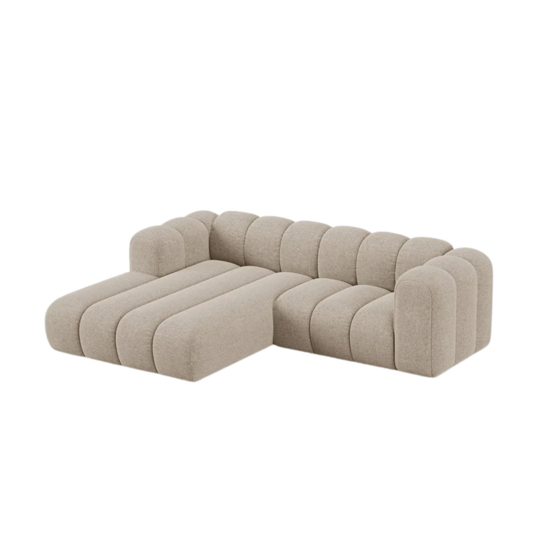 Canapé d'angle gauche MICADONI Lupine 3 places en tissu beige
