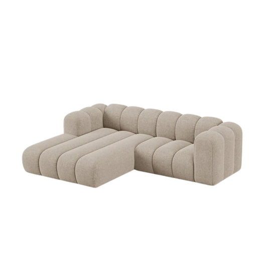 Canapé d'angle gauche MICADONI Lupine 3 places en tissu beige