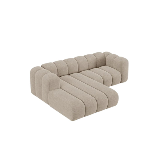 Canapé d'angle gauche MICADONI Lupine 3 places en tissu beige