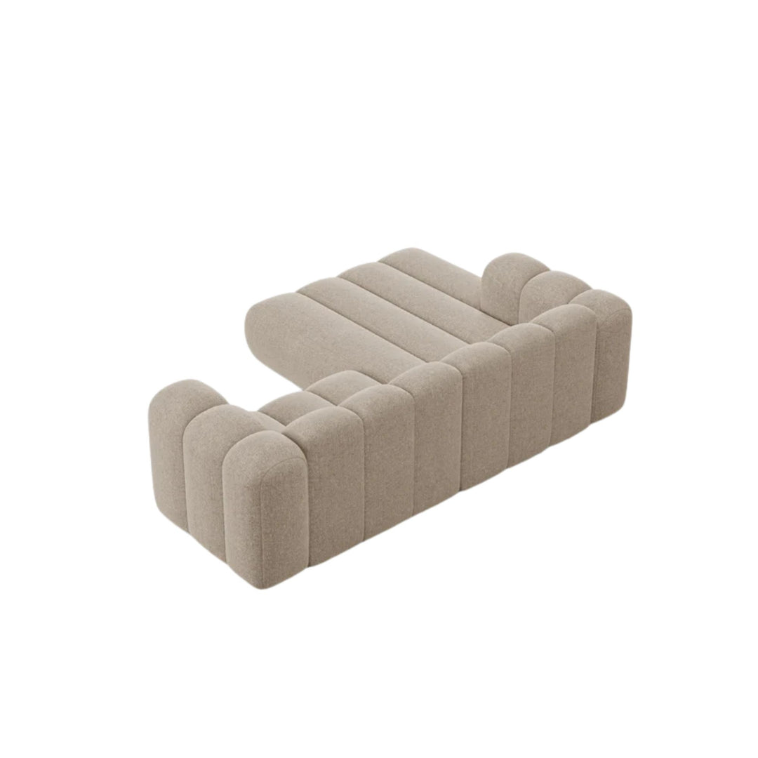 Canapé d'angle gauche MICADONI Lupine 3 places en tissu beige