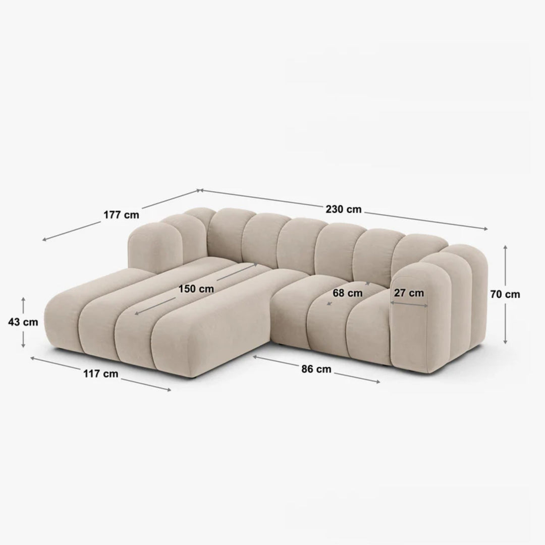Canapé d'angle gauche MICADONI Lupine 3 places en tissu beige