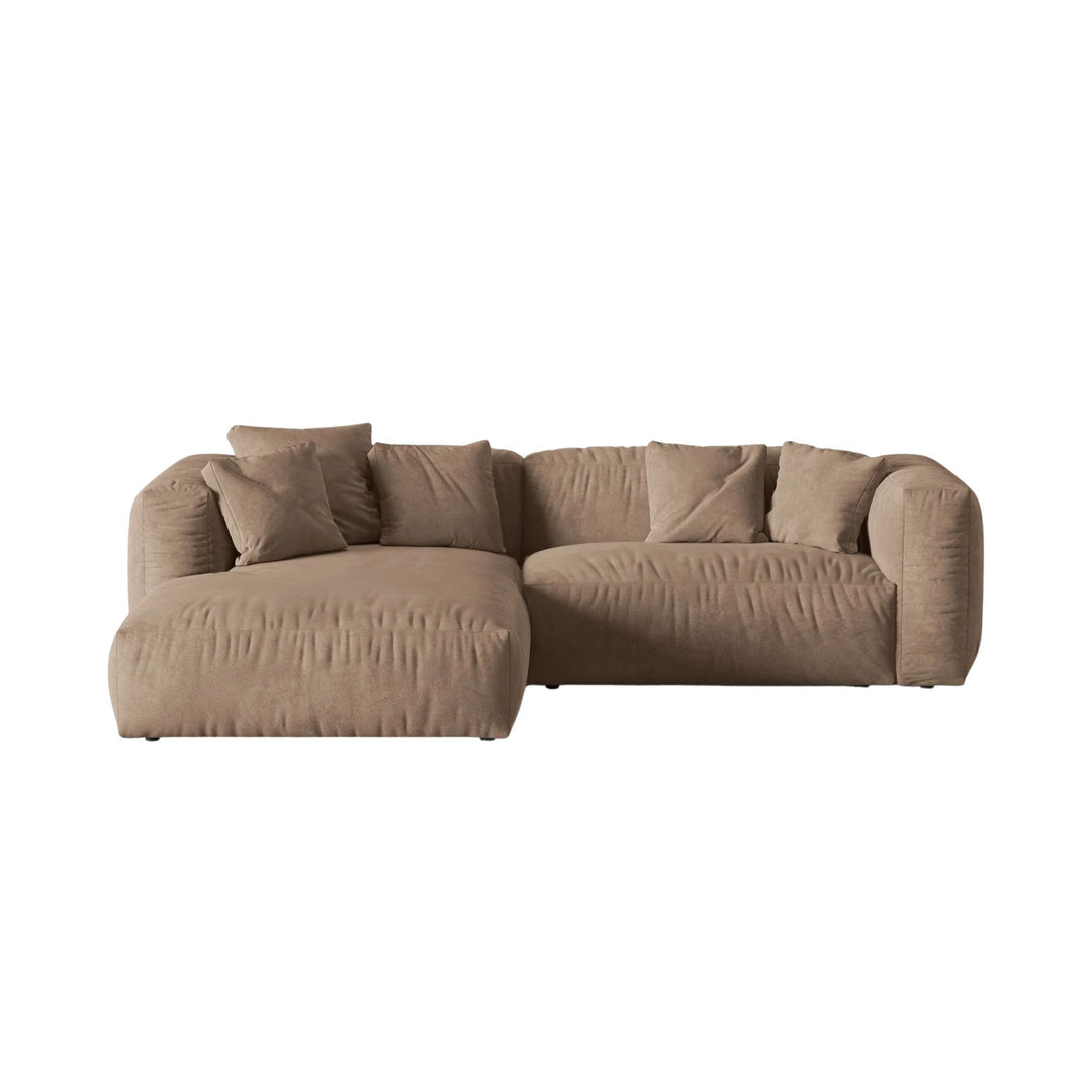 Canapé d'angle gauche MICADONI Martina 4 places en velours beige foncé