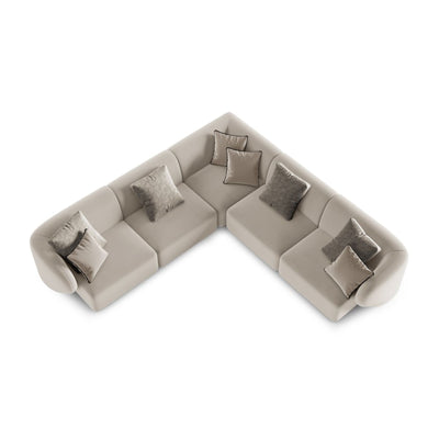 Canapé d'angle MAISON HERITAGE Chiara 6 places en velours Beige