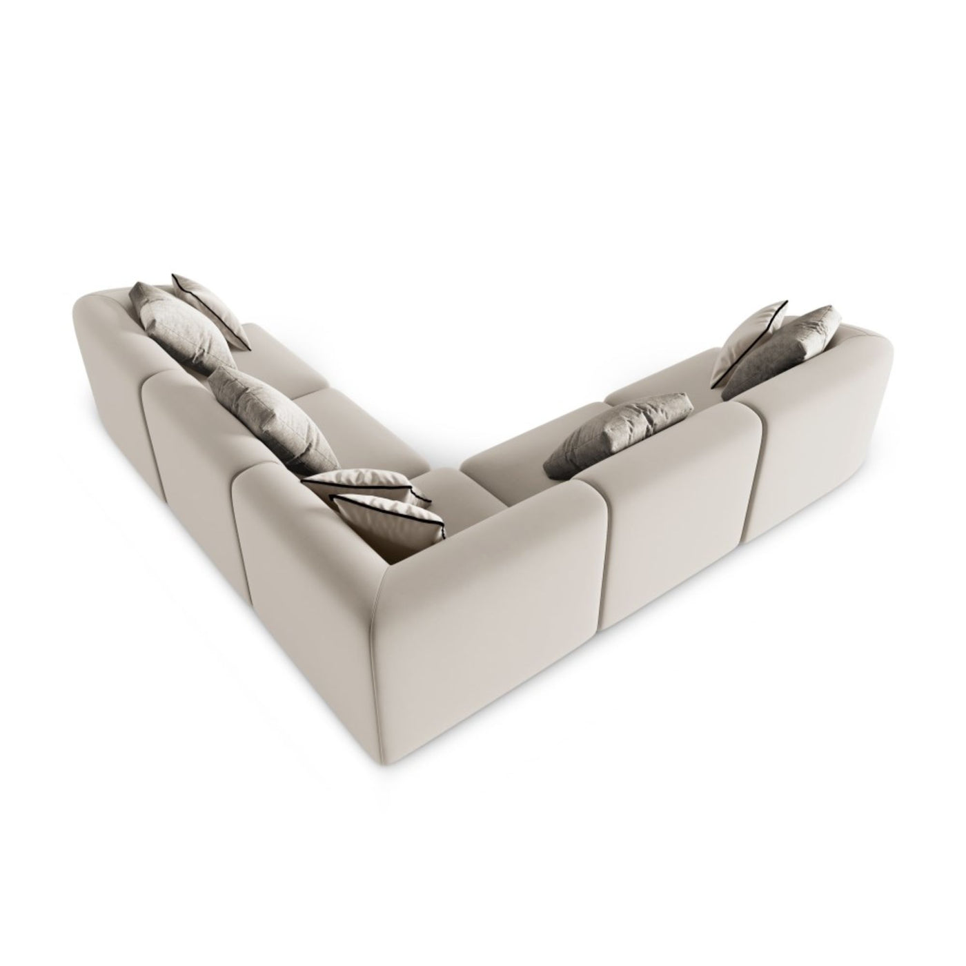 Canapé d'angle MAISON HERITAGE Chiara 6 places en velours Beige