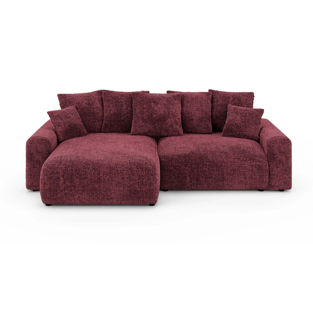 Canapé d'angle réversible CASANOVA Oli 4 places en tissu chenille bordeaux