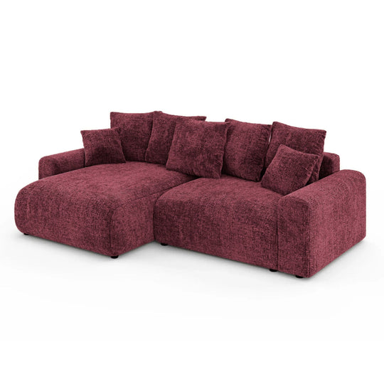 Canapé d'angle réversible CASANOVA Oli 4 places en tissu chenille bordeaux