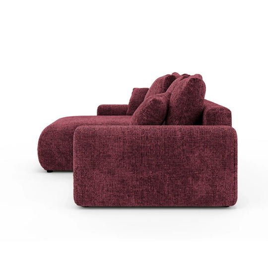 Canapé d'angle réversible CASANOVA Oli 4 places en tissu chenille bordeaux