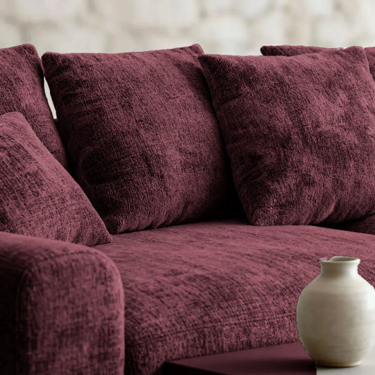 Canapé d'angle réversible CASANOVA Oli 4 places en tissu chenille bordeaux
