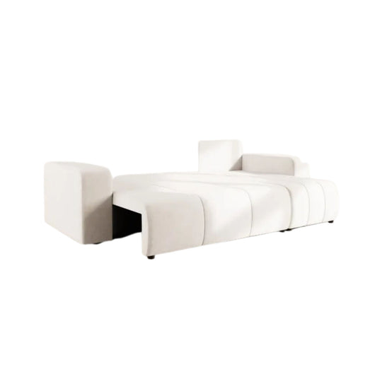 Canapé d'angle réversible convertible BEST MOBILIER Nicole 4 places avec coffre en tissu beige