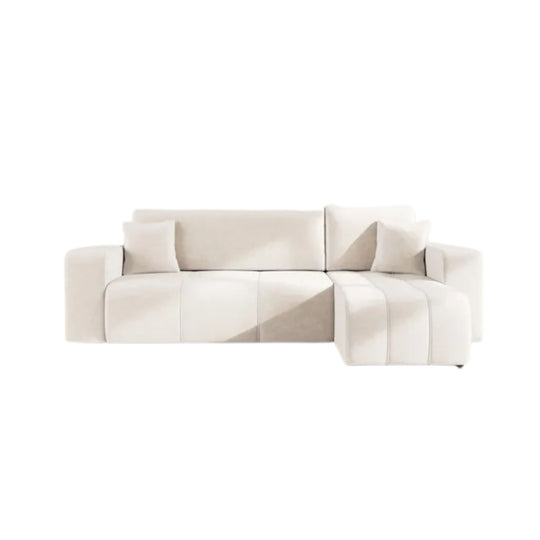 Canapé d'angle réversible convertible BEST MOBILIER Nicole 4 places avec coffre en tissu beige