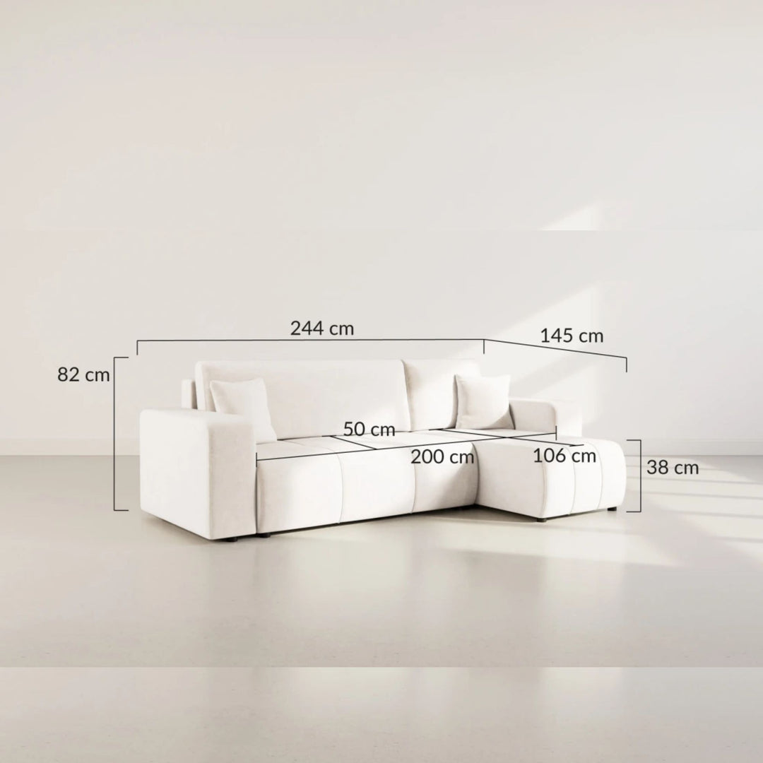 Canapé d'angle réversible convertible BEST MOBILIER Nicole 4 places avec coffre en tissu taupe