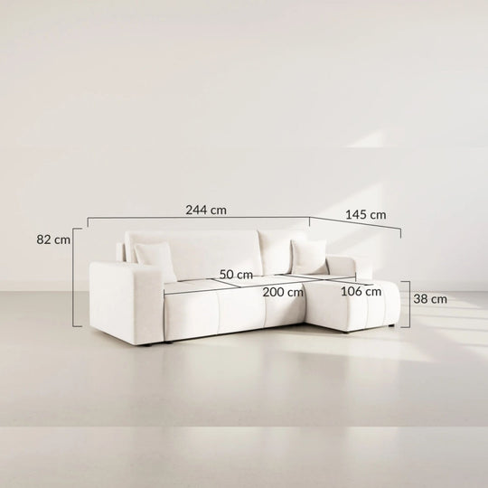 Canapé d'angle réversible convertible BEST MOBILIER Nicole 4 places avec coffre en tissu taupe