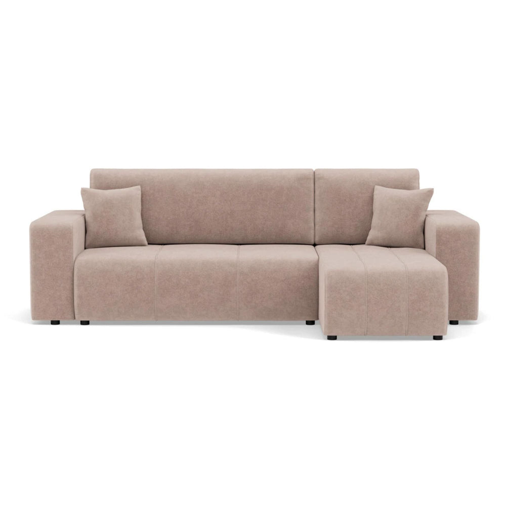 Canapé d'angle réversible convertible BEST MOBILIER Nicole 4 places avec coffre en tissu taupe