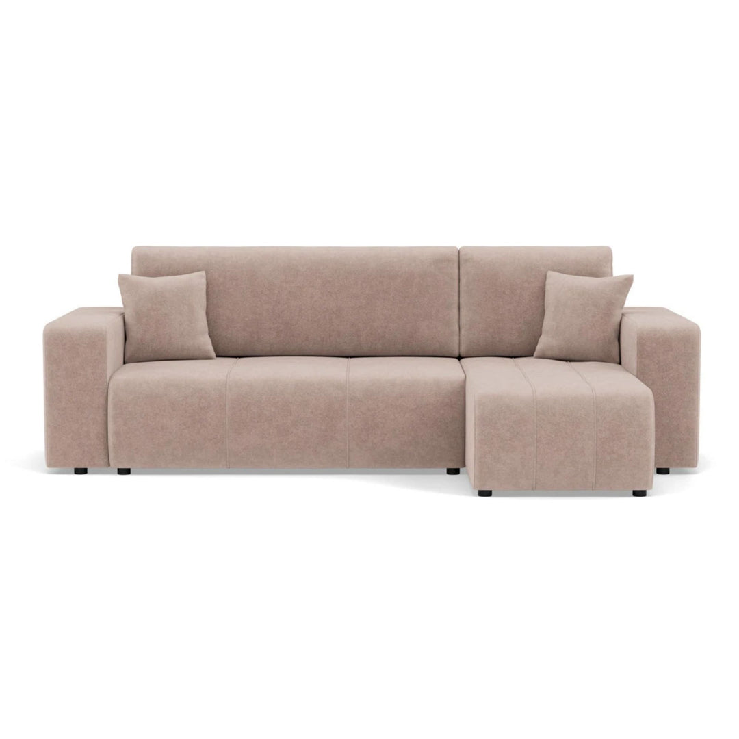 Canapé d'angle réversible convertible BEST MOBILIER Nicole 4 places avec coffre en tissu taupe