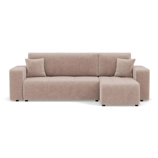 Canapé d'angle réversible convertible BEST MOBILIER Nicole 4 places avec coffre en tissu taupe