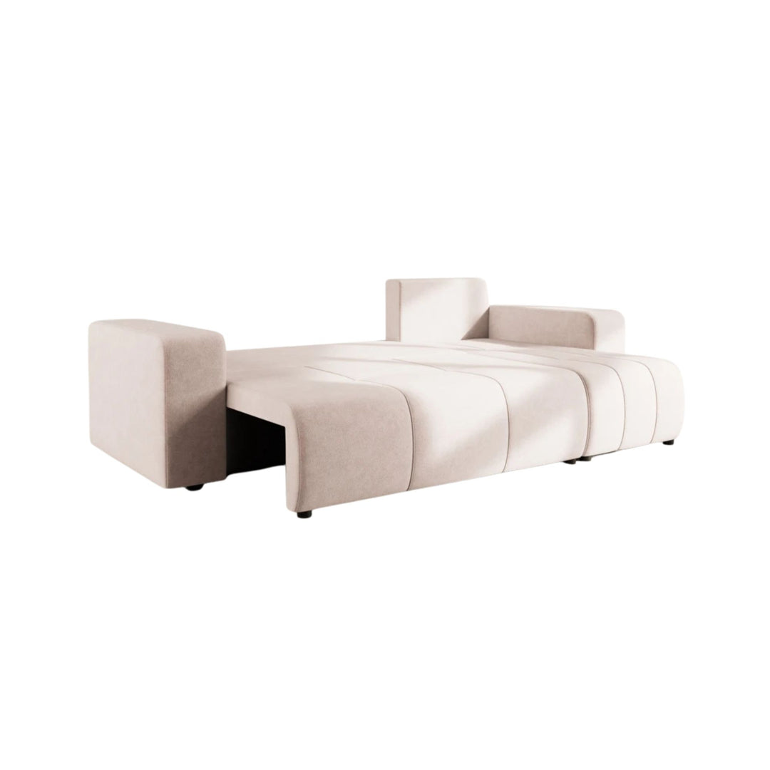 Canapé d'angle réversible convertible BEST MOBILIER Nicole 4 places avec coffre en tissu taupe