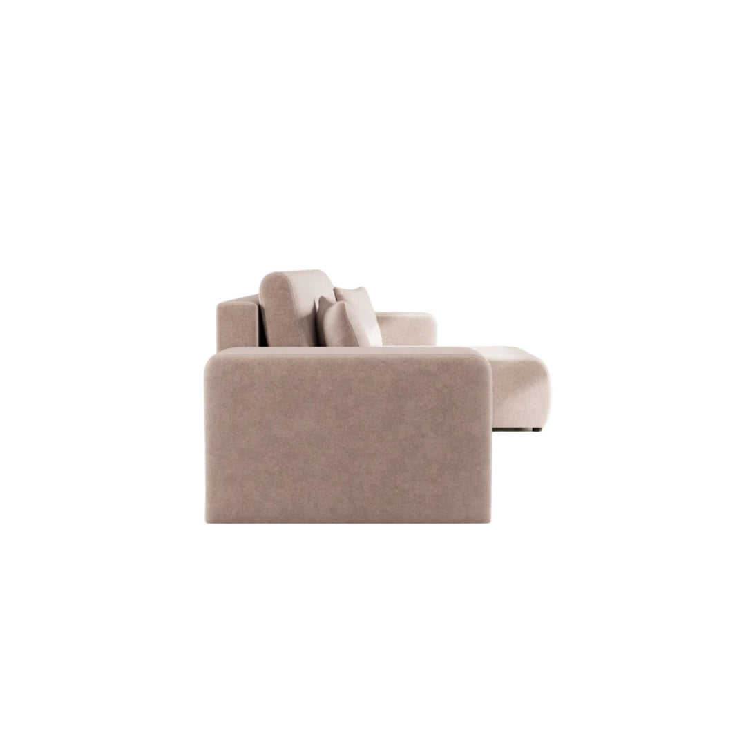 Canapé d'angle réversible convertible BEST MOBILIER Nicole 4 places avec coffre en tissu taupe