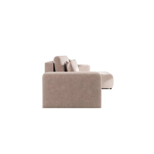 Canapé d'angle réversible convertible BEST MOBILIER Nicole 4 places avec coffre en tissu taupe