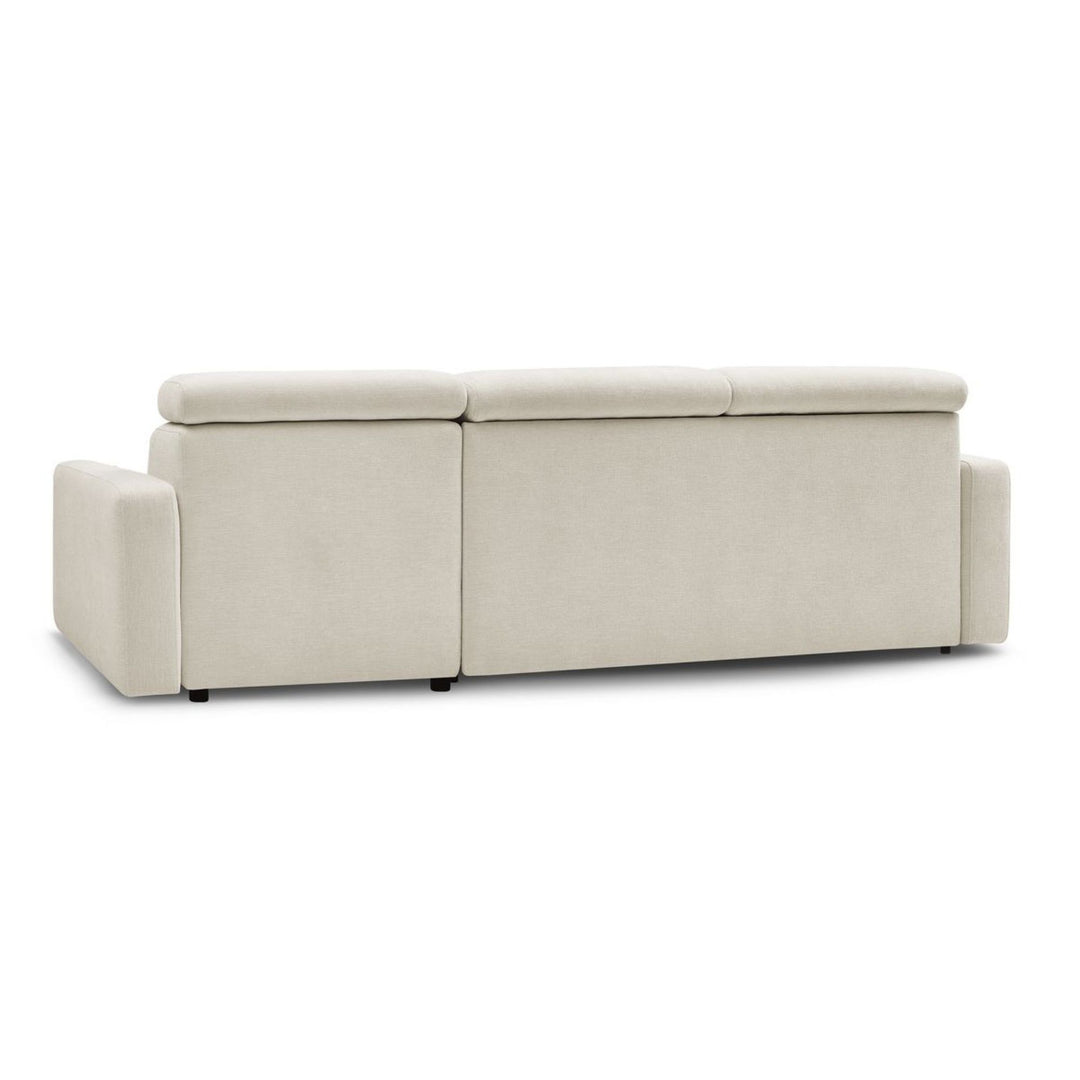 Canapé d'angle réversible convertible BOBOCHIC Monaco en tissu lisse beige avec coffre de rangement