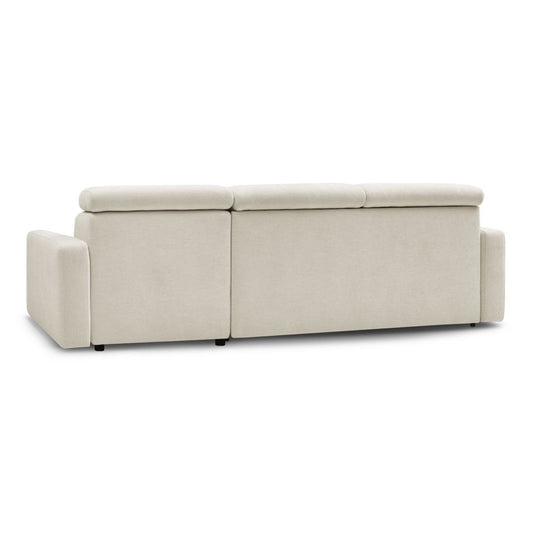 Canapé d'angle réversible convertible BOBOCHIC Monaco en tissu lisse beige avec coffre de rangement