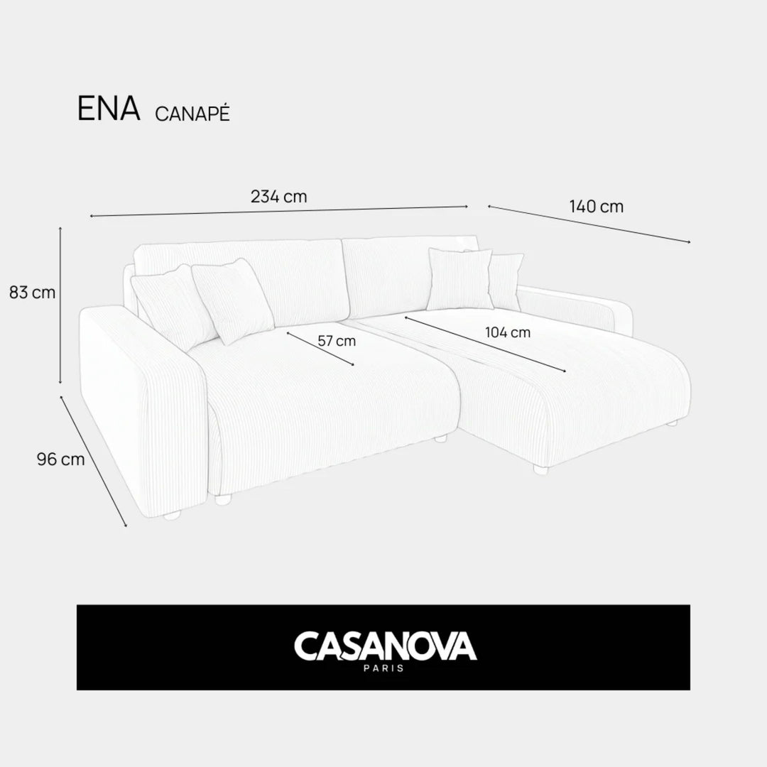 Canapé d'angle réversible convertible CASANOVA Ena en velours côtelé vert