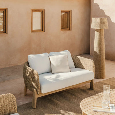 Canapé de jardin 2 places SKLUM Leilan en bois d'acacia et rotin synthétique