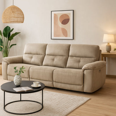 Canapé de relaxation LES TENDANCES Kleman 3 places en microfibre Beige