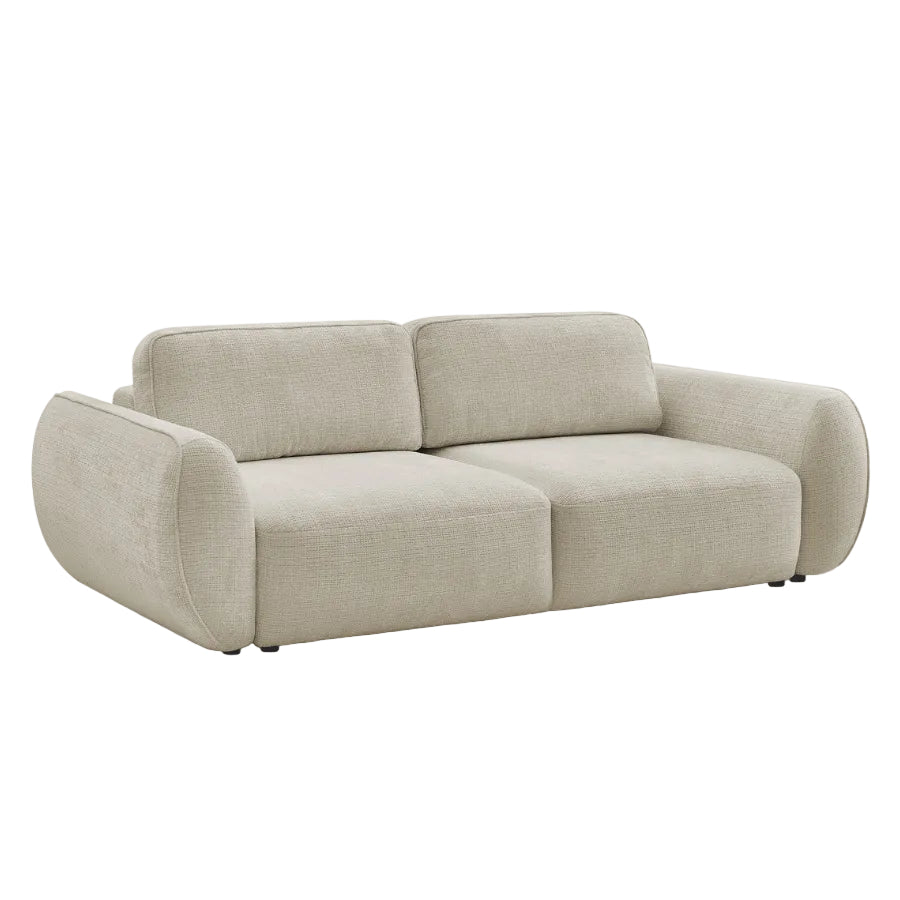 Canapé droit convertible BOBOCHIC Denise 3 places tissu texturé beige