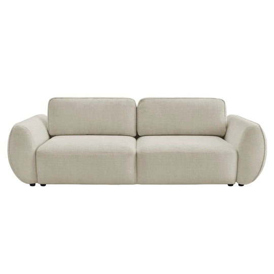 Canapé droit convertible BOBOCHIC Denise 3 places tissu texturé beige