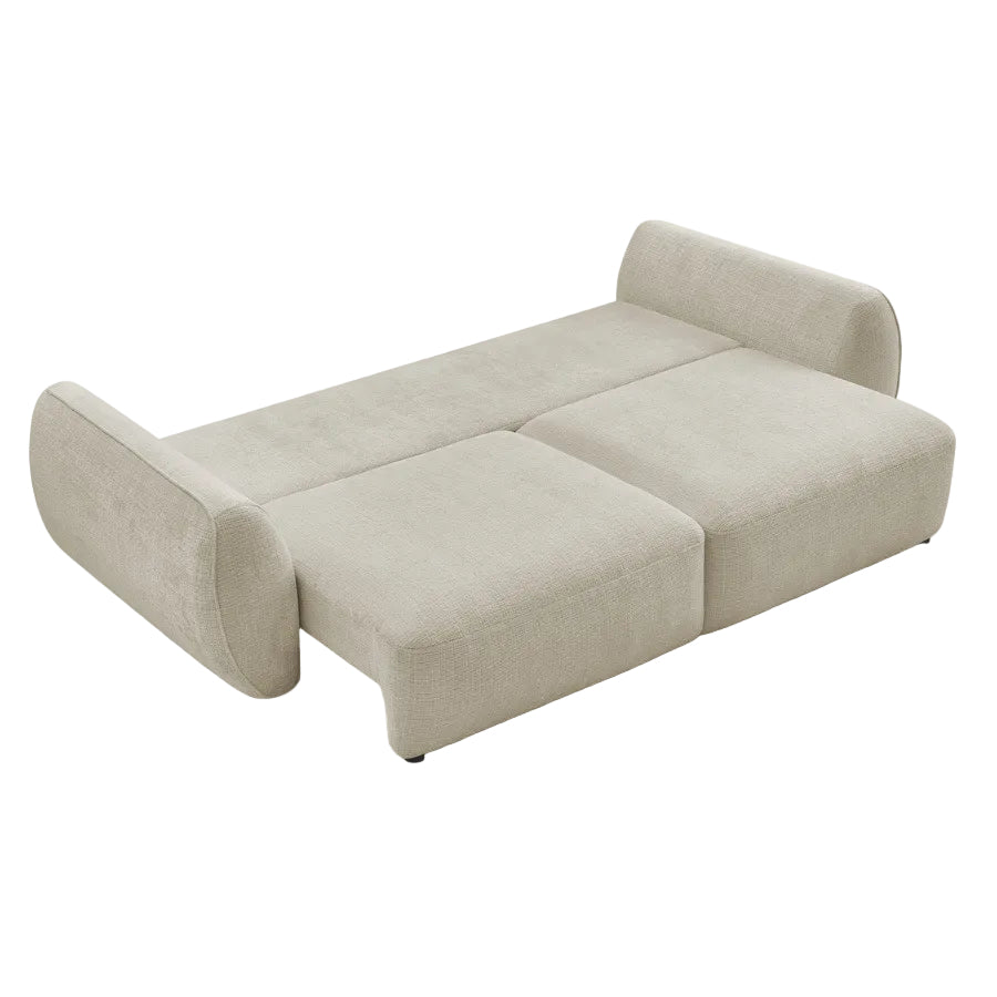Canapé droit convertible BOBOCHIC Denise 3 places tissu texturé beige