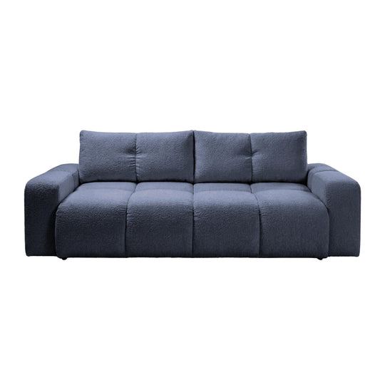Canapé droit convertible CASANOVA Constance en tissu chenille bleu
