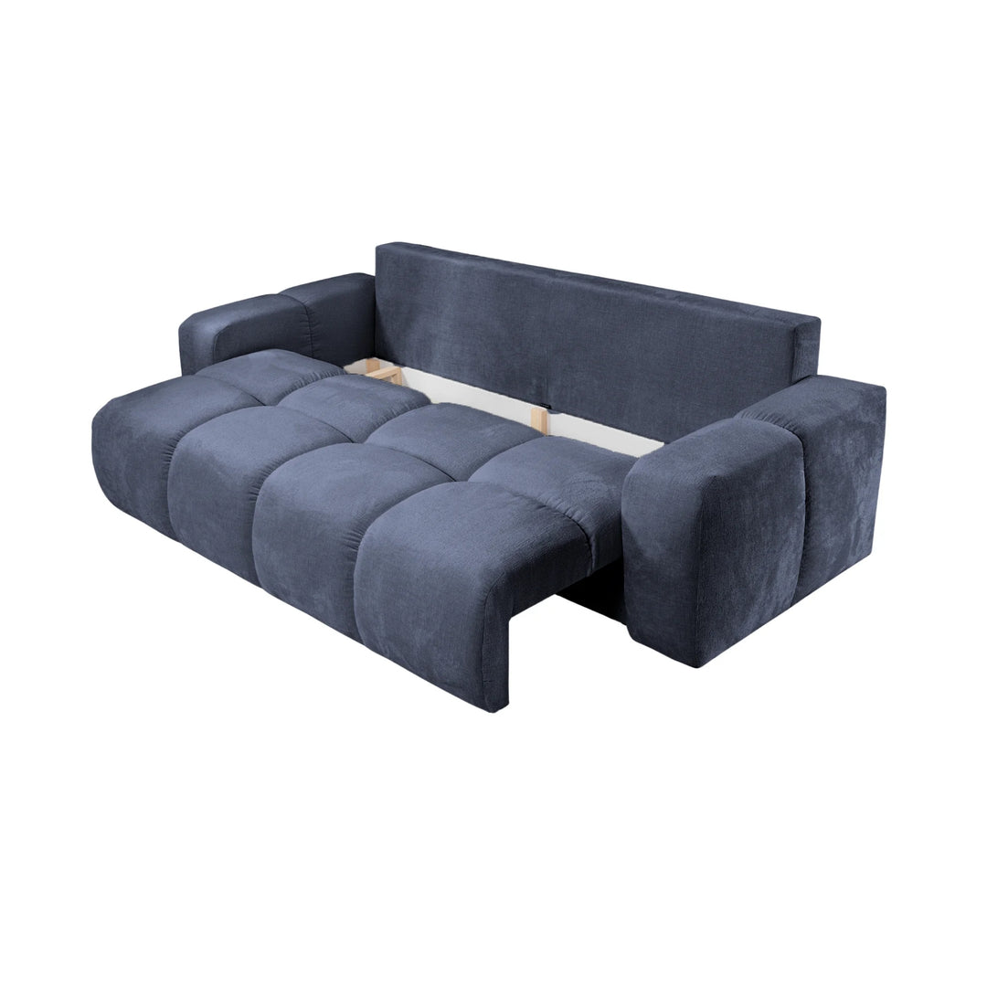 Canapé droit convertible CASANOVA Constance en tissu chenille bleu
