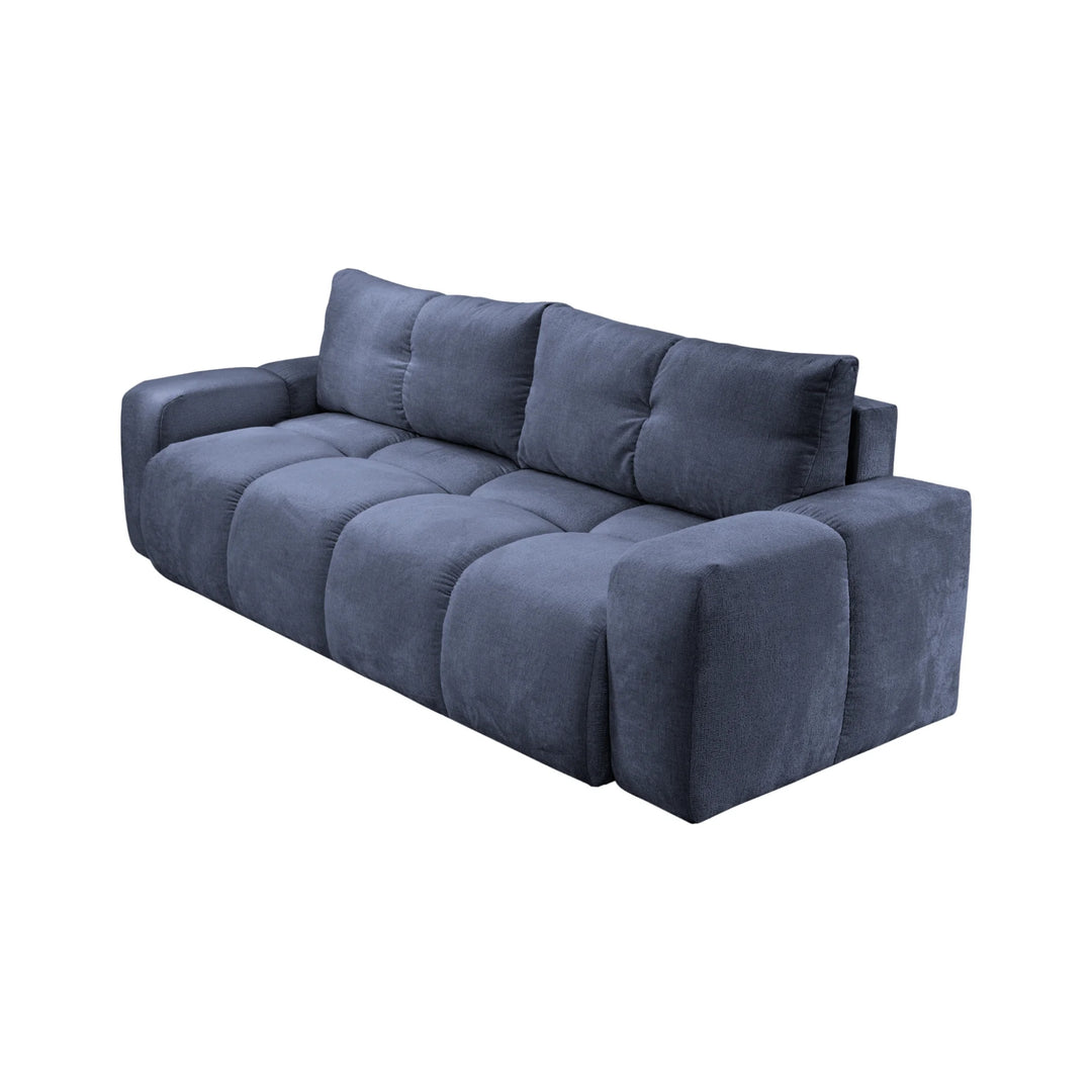 Canapé droit convertible CASANOVA Constance en tissu chenille bleu