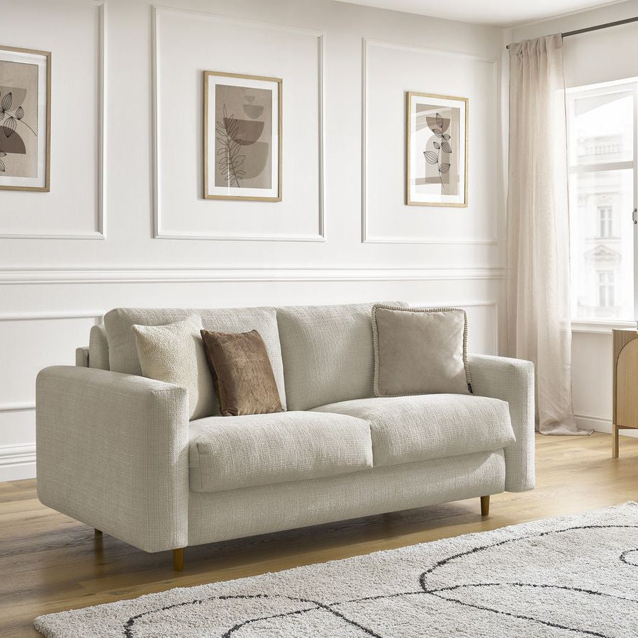 Canapé convertible BOBOCHIC COCOONE 3 places Tissu beige
