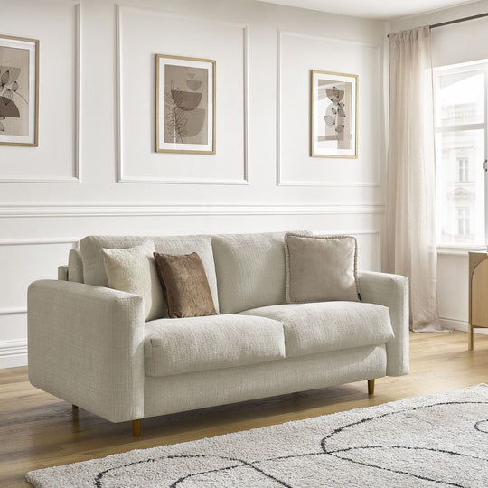 Canapé convertible BOBOCHIC COCOONE 3 places Tissu beige