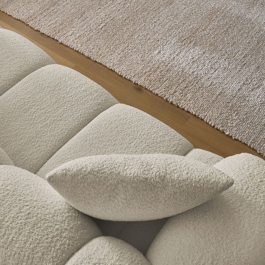 Canapé BOBOCHIC droit fixe 2 places PAMIRA tissu bouclette beige