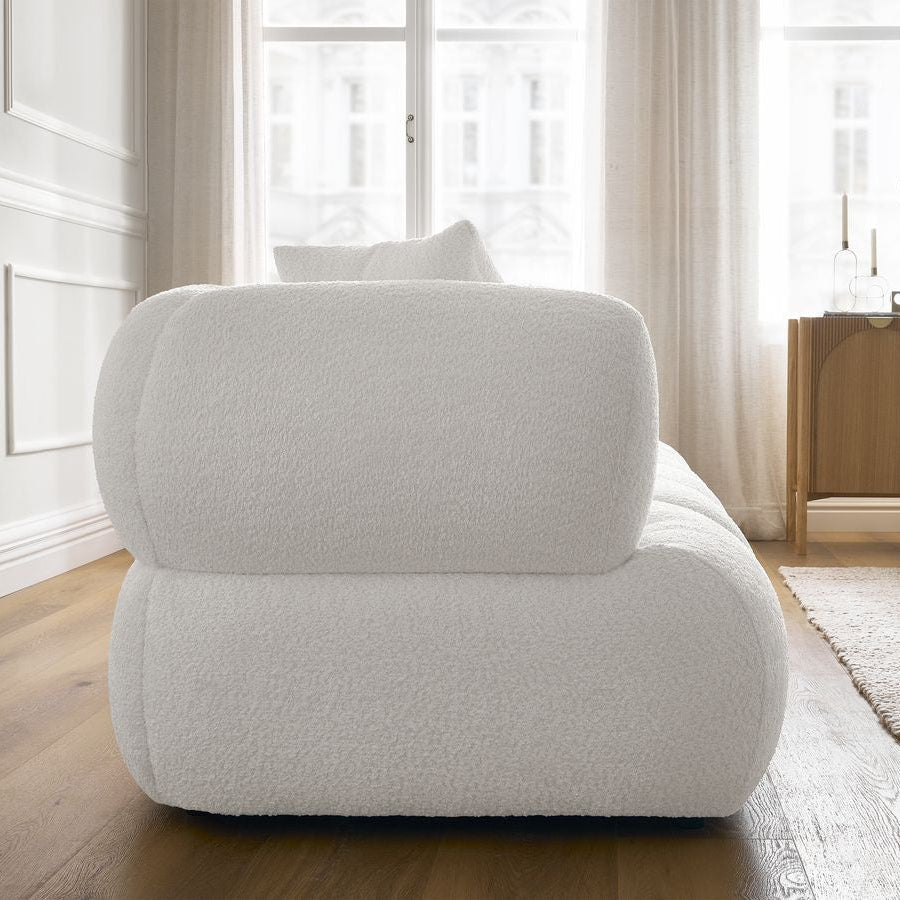 Canapé BOBOCHIC droit fixe 3 places PAMIRA tissu bouclette beige