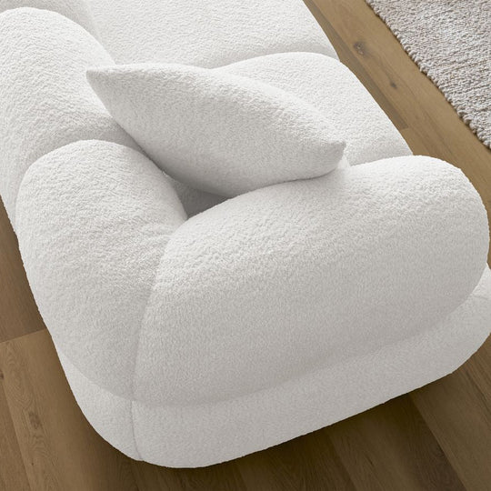 Canapé BOBOCHIC droit fixe 3 places PAMIRA tissu bouclette beige