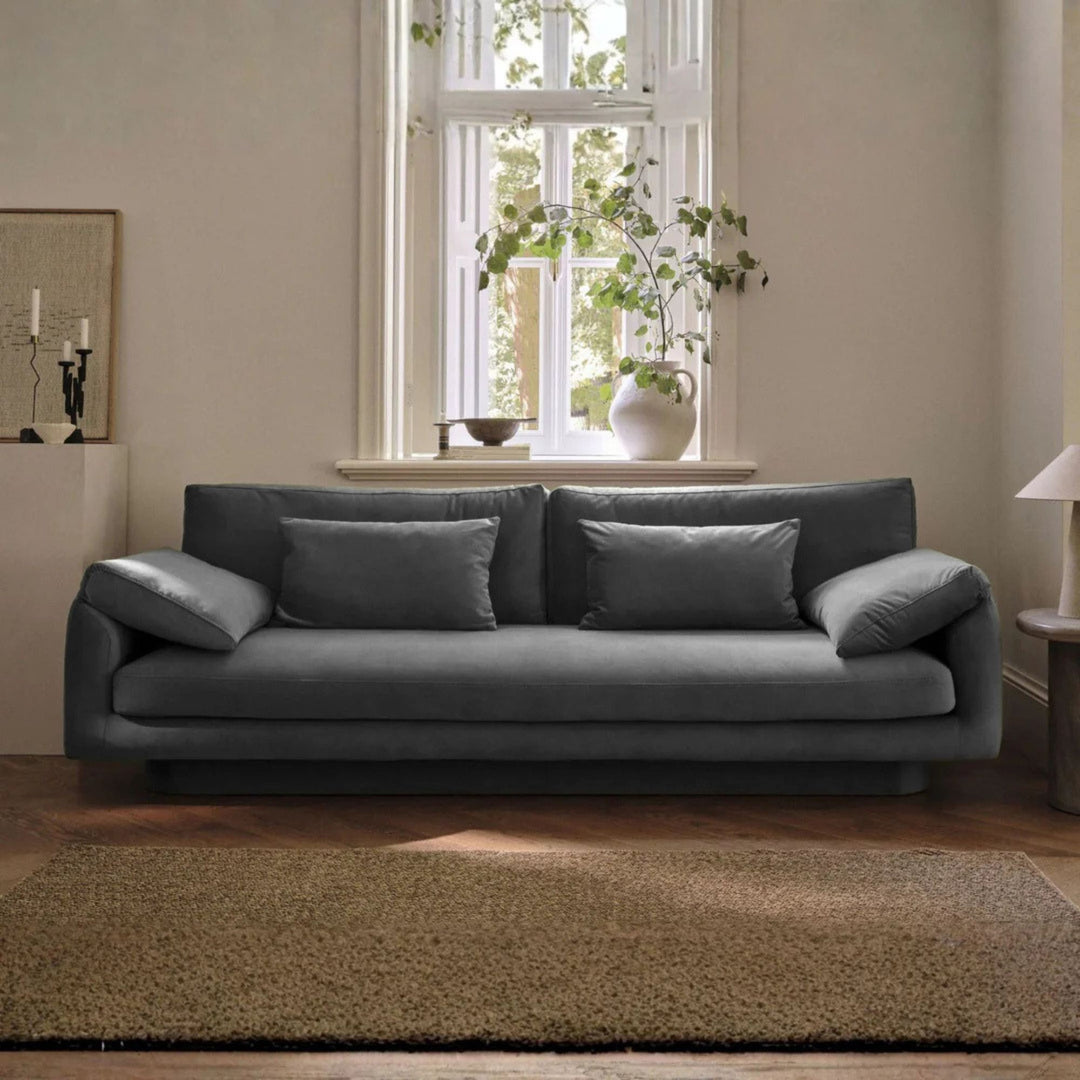 Canapé droit MICADONI Torino 4 places en tissu structurel gris foncé