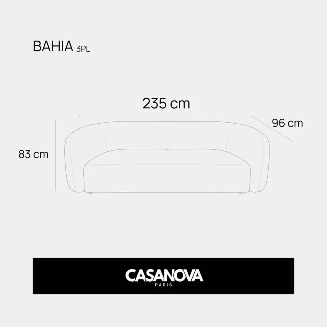 Canapé fixe CASANOVA Bahia 3 places en tissu bouclé gris clair