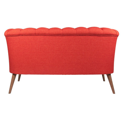 Canapé LES TENDANCES  2 places style Chesterfield en tissu rouge Wester 140 cm