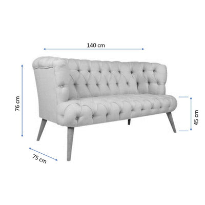 Canapé LES TENDANCES  2 places style Chesterfield en tissu rouge Wester 140 cm