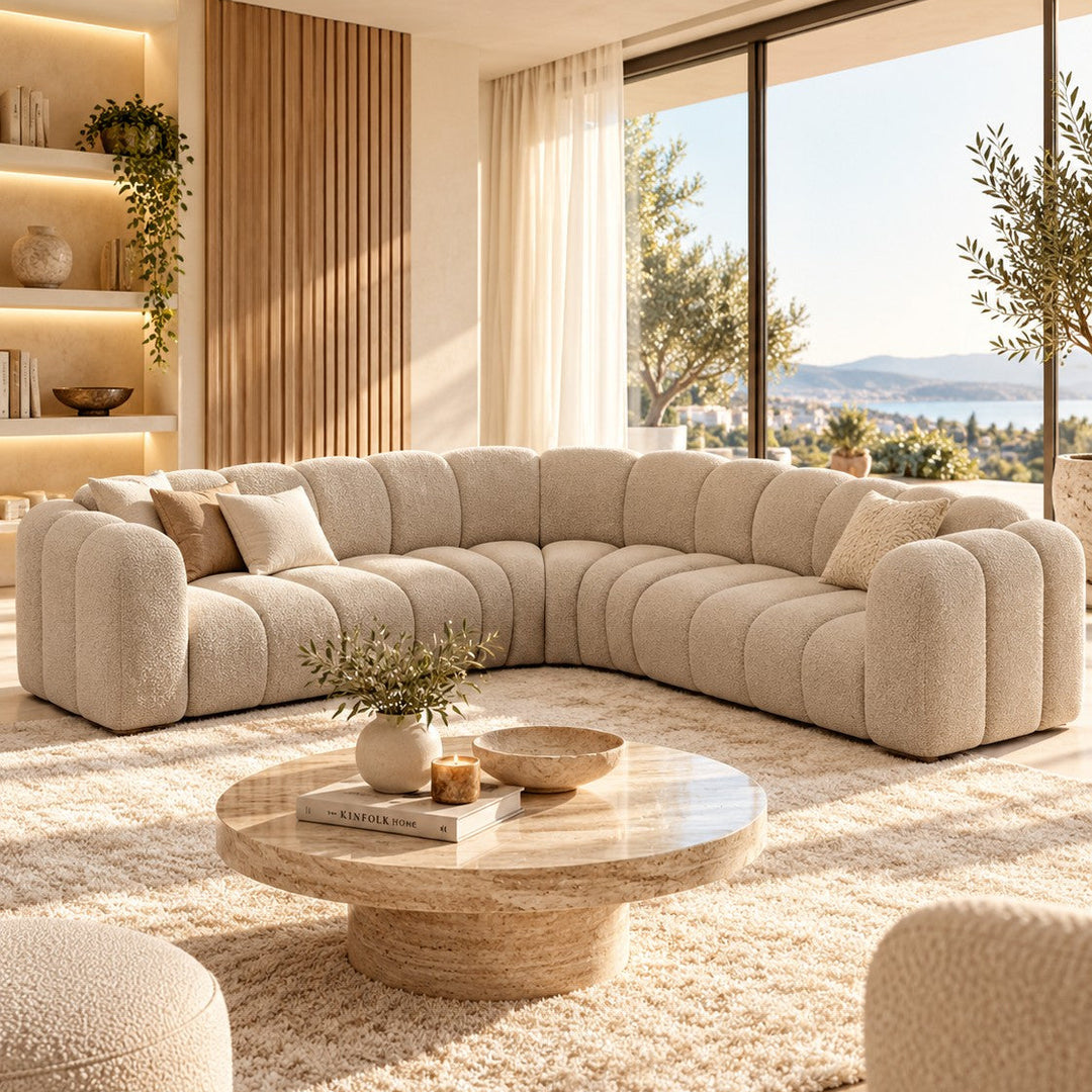 Canapé d'angle MICADONI Lupine chenille beige