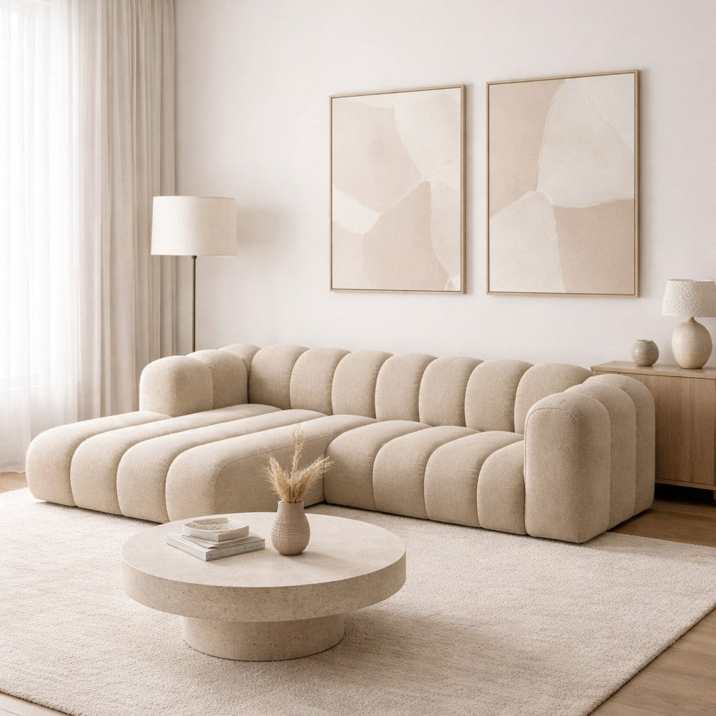 Canapé d'angle gauche MICADONI Lupine 3 places beige