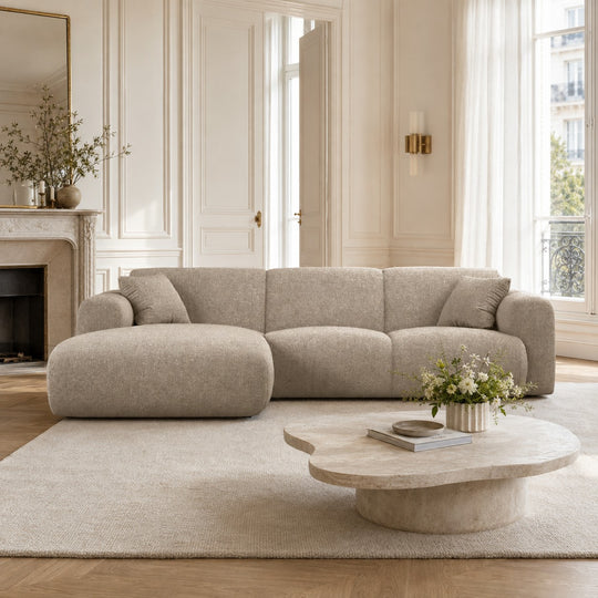 Canapé d'angle MICADONI Molino chenille beige foncé