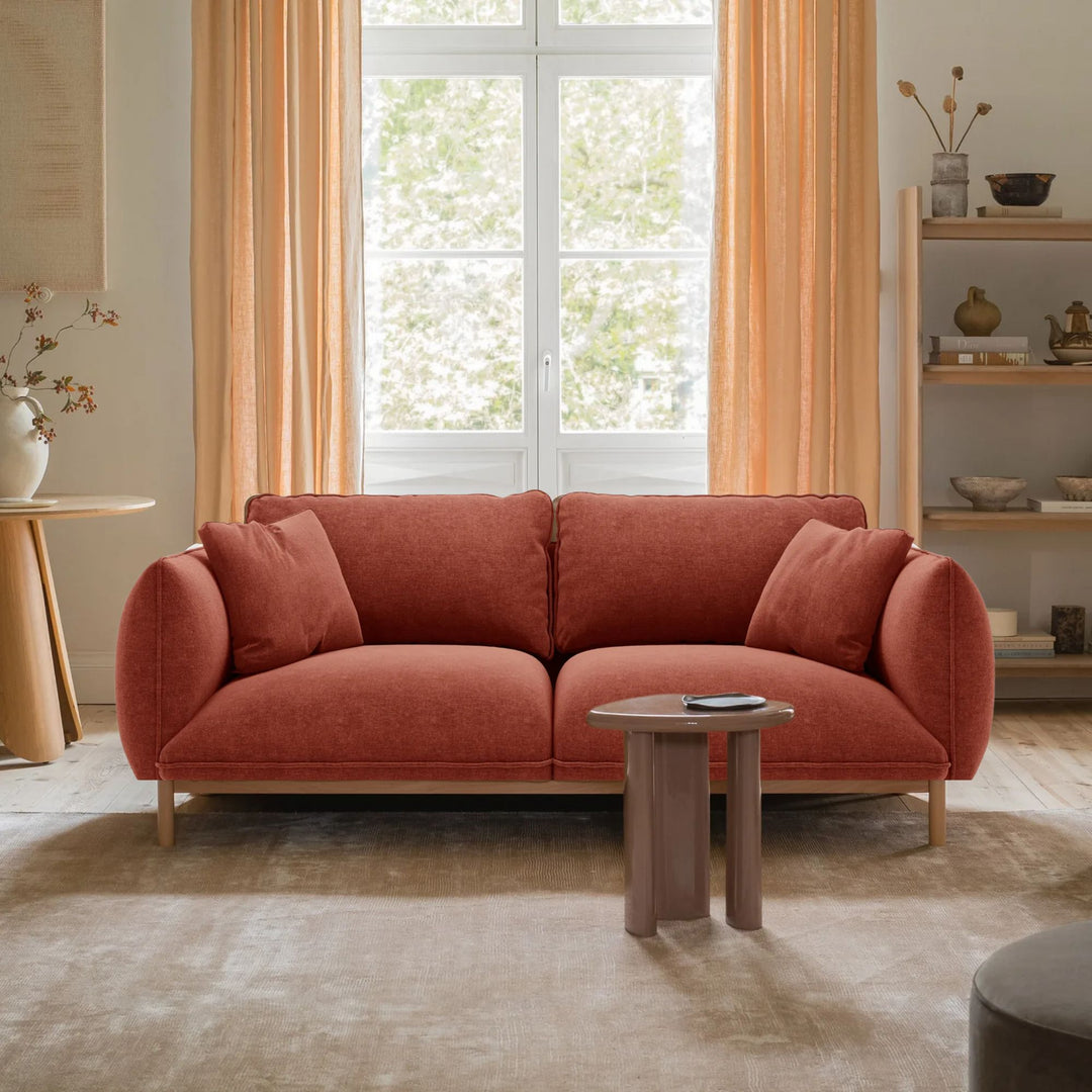 Canapé et pouf MICADONI Ada 2 places en tissu structurel Auburn