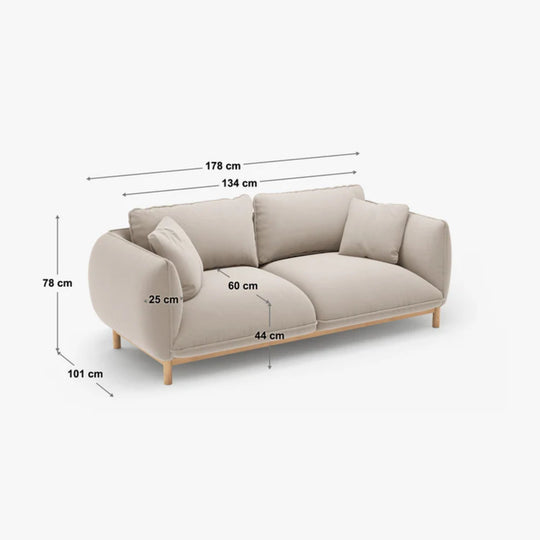 Canapé et pouf MICADONI Ada 2 places en tissu structurel Auburn